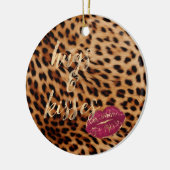 Girly Glam Leopard Hugs & Kisses Lips Keramik Ornament (Links)