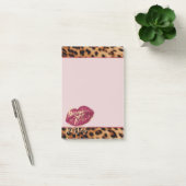Girly Glam Leopard Hugs & Kisses Lips Post-it Klebezettel (Büro)
