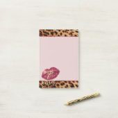 Girly Glam Leopard Hugs & Kisses Lips Post-it Klebezettel (Auf Schreibtisch)