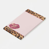 Girly Glam Leopard Hugs & Kisses Lips Post-it Klebezettel (angewinkelt)