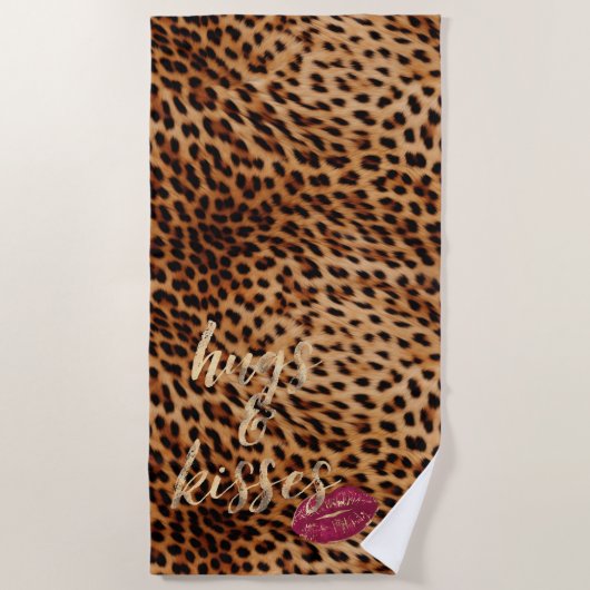 Girly Glam Leopard Kisses Lips Strandtuch (Vorderseite)