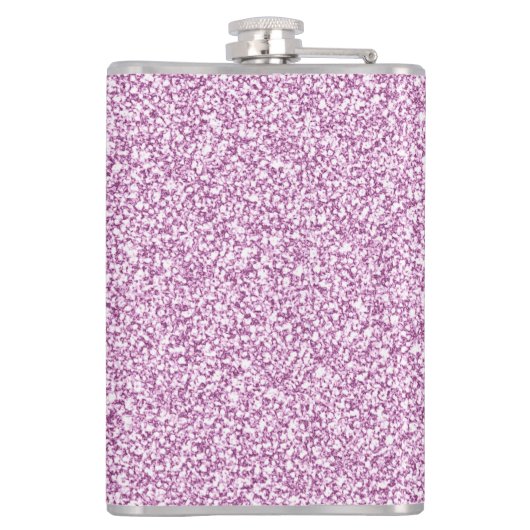 Girly Glam Lila Glitzer Glitzern Monogram Name Flachmann (Rückseite)