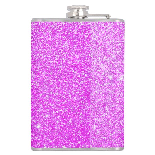 Girly Glam Lila Glitzer Glitzern Monogram Name Flachmann (Rückseite)