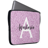 Girly Glam Lila Glitzer Glitzern Monogram Name Laptopschutzhülle (Vorne Rechts)