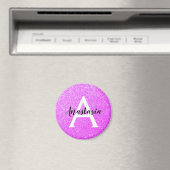 Girly Glam Lila Glitzer Glitzern Monogram Name Magnet (In Situ (Geschirrspüler))