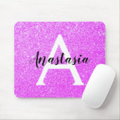 Girly Glam Lila Glitzer Glitzern Monogram Name Mousepad (Mit Mouse)