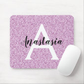 Girly Glam Lila Glitzer Glitzern Monogram Name Mousepad (Mit Mouse)
