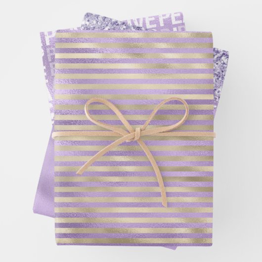 Girly Glam Lila Gold Liebe Peace Geschenkpapier Set (Beispiel)