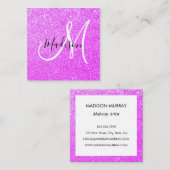 Girly & Glam Lilac Lila Glitzer Sparkle Monogram Quadratische Visitenkarte (Vorne/Hinten)