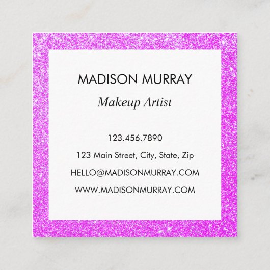 Girly & Glam Lilac Lila Glitzer Sparkle Monogram Quadratische Visitenkarte (Rückseite)