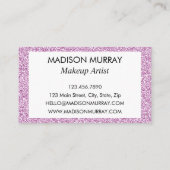 Girly & Glam Lilac Lila Glitzer Sparkle Monogram Visitenkarte (Rückseite)