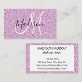 Girly & Glam Lilac Lila Glitzer Sparkle Monogram Visitenkarte (Vorne/Hinten)