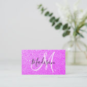 Girly & Glam Lilac Lila Glitzer Sparkle Monogram Visitenkarte (Stehend Vorderseite)