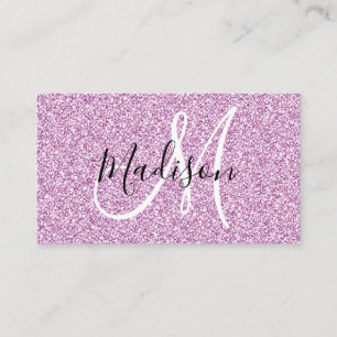Girly & Glam Lilac Lila Glitzer Sparkle Monogramm Visitenkarte