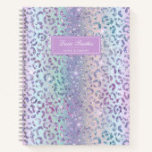 Girly Glam Mermaid Glitzer Leopard Print Monogram Notizblock (Vorderseite)