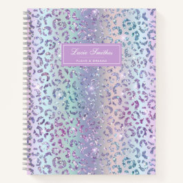 Girly Glam Mermaid Glitzer Leopard Print Monogram Notizblock