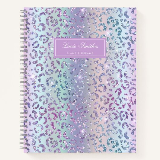 Girly Glam Mermaid Glitzer Leopard Print Monogram Notizblock (Vorderseite)