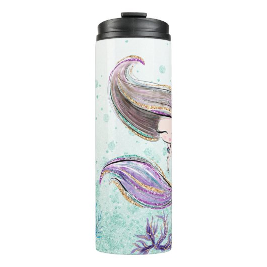 *~* Girly Glam Mermaid Glitzer Sea Horse Thermosbecher (Vorderseite)