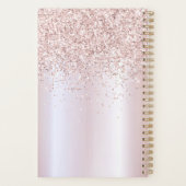 Girly Glam Metal Rose Gold Glitzer Monogram 2023 Planer (Rückseite)