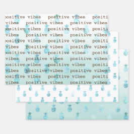 Girly Glam Mint Aquamarines Aqua Tropische Ananas Geschenkpapier Set
