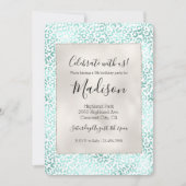 Girly Glam Mint Leopard Print Einladung (Vorderseite)