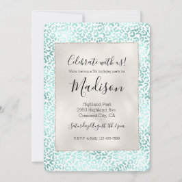 Girly Glam Mint Leopard Print Einladung