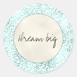 Girly Glam Mint White Cream Leopard Print Runder Aufkleber