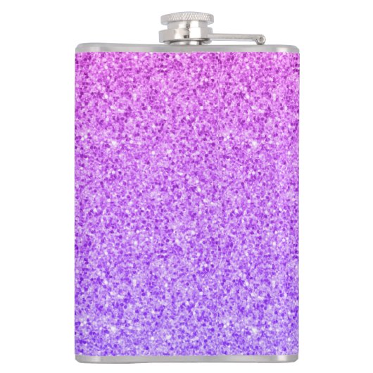Girly Glam Ombre Lila Glitzer Glitzern Monogram Flachmann (Rückseite)