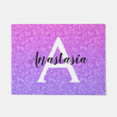 Girly Glam Ombre Lila Glitzer Glitzern Monogram Fußmatte (Vorderseite)