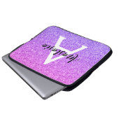 Girly Glam Ombre Lila Glitzer Glitzern Monogram Laptopschutzhülle (Vorne Knopf)