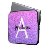 Girly Glam Ombre Lila Glitzer Glitzern Monogram Laptopschutzhülle (Vorderseite Links)