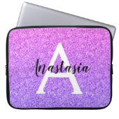 Girly Glam Ombre Lila Glitzer Glitzern Monogram Laptopschutzhülle (Vorderseite)