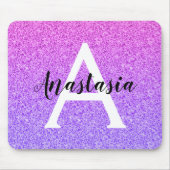 Girly Glam Ombre Lila Glitzer Glitzern Monogram Mousepad (Vorne)