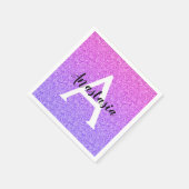 Girly Glam Ombre Lila Glitzer Glitzern Monogram Serviette (Ecke)