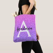 Girly Glam Ombre Lila Glitzer Glitzern Monogram Tasche (Von Nahem)