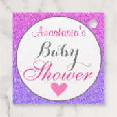 Girly & Glam Ombre Lila Pink Glitzer Kinderdusche Geschenkanhänger (Rückseite)