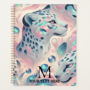 Girly Glam Opal Leoparden Druck Büro Schule Planer