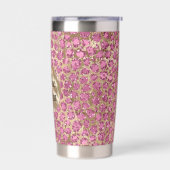Girly Glam Pink Glitzer Gold Leopard Thermobecher (Links)