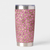 Girly Glam Pink Glitzer Gold Leopard Thermobecher (Rückseite)