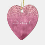 Girly Glam Pink Glitzer Keramik Ornament (Links)