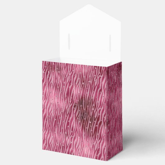 Girly Glam Pink Glitzy Dots Zebra Print Geschenkschachtel (Geöffnet)