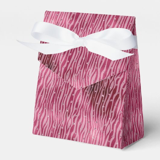 Girly Glam Pink Glitzy Dots Zebra Print Geschenkschachtel (Vorderseite)
