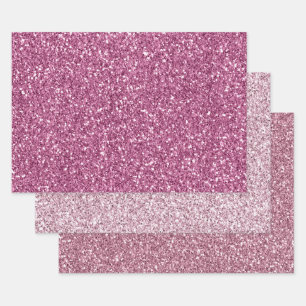 Girly Glam Pink Glitzy Sparkle Glitzer Geschenkpapier Set
