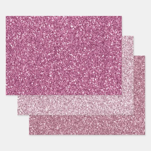 Girly Glam Pink Glitzy Sparkle Glitzer Geschenkpapier Set (Set)