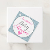 Girly Glam Pink Light Sky Blue Glitzer Babydusche Geschenkanhänger (Beispiel)