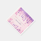 Girly Glam Pink Lila Glitzer Tropfen 13. Geburtsta Serviette (Ecke)
