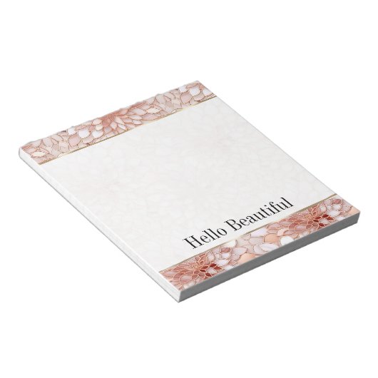 Girly Glam Pink Rose Gold Floral Notizblock (angewinkelt)