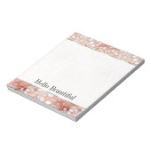 Girly Glam Pink Rose Gold Floral Notizblock (Rotiert)