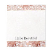 Girly Glam Pink Rose Gold Floral Notizblock (Vorderseite)