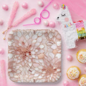 Girly Glam Pink Rose Gold Floral Pappteller (Party)
